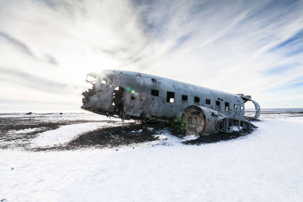istock Solheimasandur the plane wreck view during winter snow 905186154