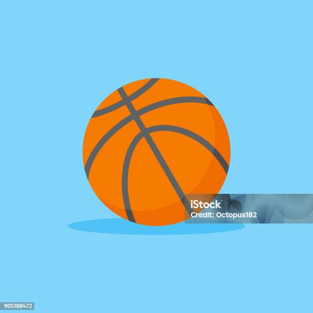 Basketballflachen Stilikone Ballvektorillustration Stock Vektor Art und mehr Bilder von Ausrüstung und Geräte