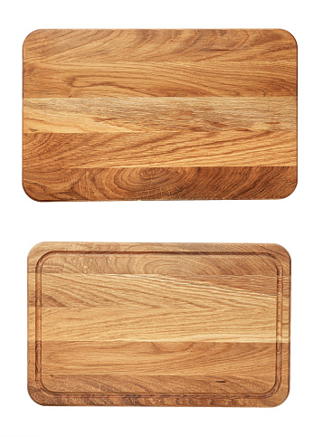 nueva tabla de cortar madera rectangular, vista superior photo