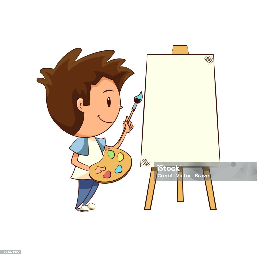 Child Painting Stock Illustration - Download Image Now - Artist's Canvas,  Cartoon, Art - iStock