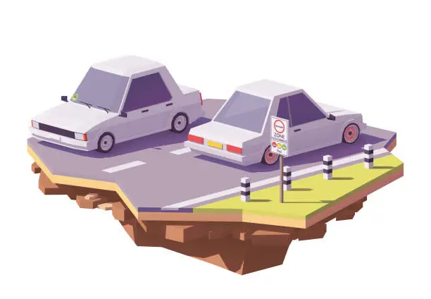 Vector illustration of Vector low poly low-emission zone illustration