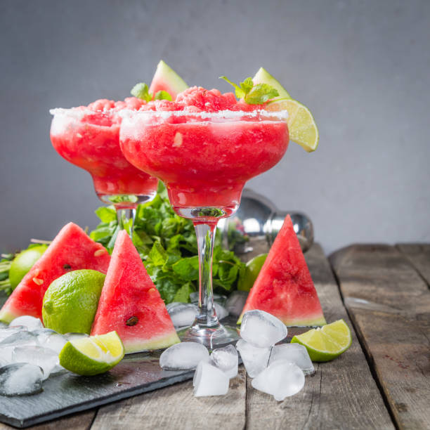 istock Watermelon margaritas with lime and mint 905211982