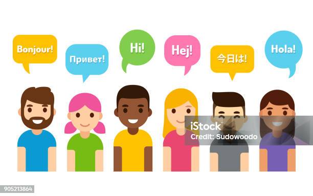 International Group Of People Stock Illustration - Download Image Now - Language, Greeting, Global Communications