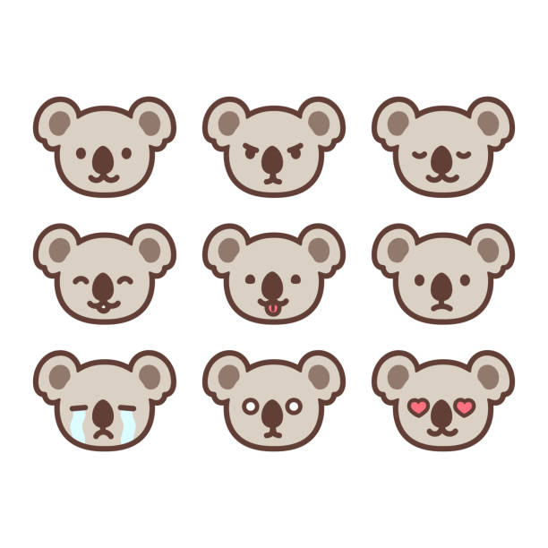 ilustrações de stock, clip art, desenhos animados e ícones de koala emoticon set - koala animal love cute