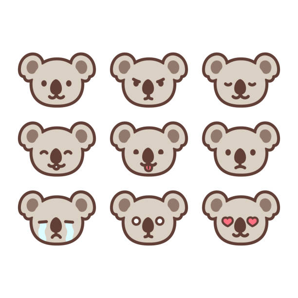 коала смайлик набор - koala animal love cute stock illustrations