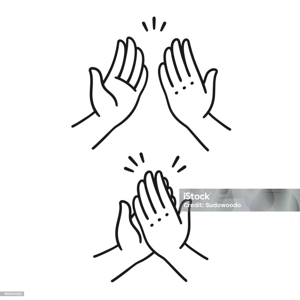Alta cinco manos - arte vectorial de Choque de manos en el aire libre de derechos