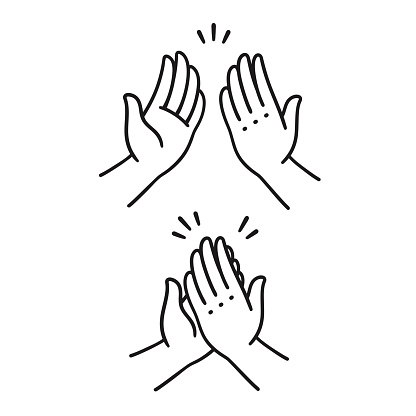 Sep of two hands clapping in high five gesture. Simple cartoon style vector illustration.