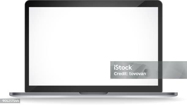 Modern Laptop Vector Mockup Isolated On White Background Stock Illustration - Download Image Now