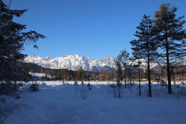 동안에 겨울, 필드, 티 롤, 오스트리아 wetterstein 산 - gehrenspitze 뉴스 사진 이미지