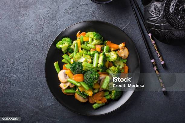 Stir Fried Vegetables Stock Photo - Download Image Now - Vegetable, Stir-Fried, Plate