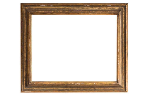 marco dorado antiguo aislado sobre fondo blanco - picture frame frame wood photograph fotografías e imágenes de stock