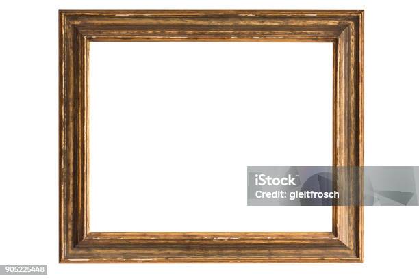 Antique Golden Frame Isolated On White Background Stock Photo - Download Image Now - Picture Frame, Border - Frame, Old