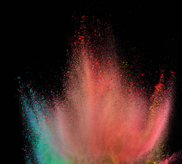 istock Launched colorful powder, isolated on black background 905230902