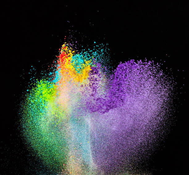 istock Launched colorful powder, isolated on black background 905231138