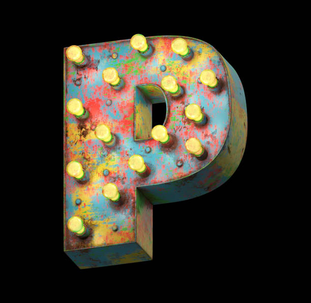 istock Metal painted retro sign lamp light font. 905240992