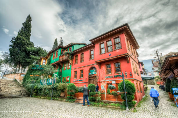 Bursa, Turkey - December 30, 2017 : Old Houses view at Yesil district in Bursa City . Bursa is the fifth biggest city in Turkey