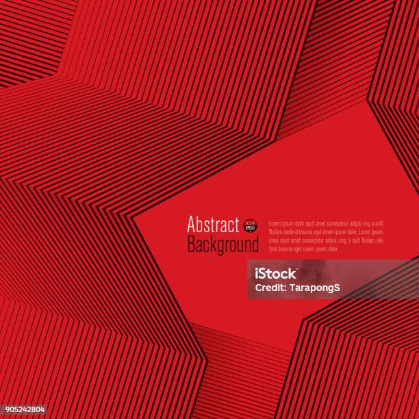 Lignes Noires Sur Fond Rouge Un Minimum Couvre Le Design Vecteurs libres de droits et plus d'images vectorielles de Fond rouge