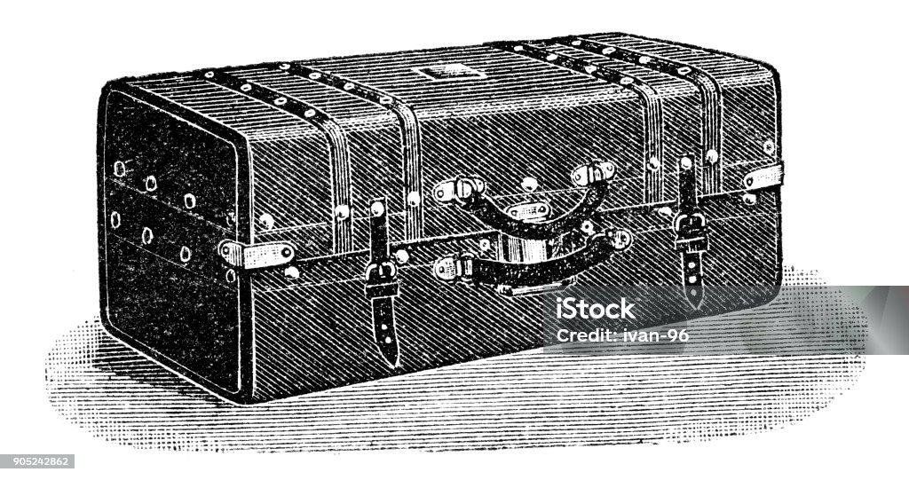 Vintage Suitcase illustration was published in 1896 “hose and hoseholding linderman" Change Purse stock illustration