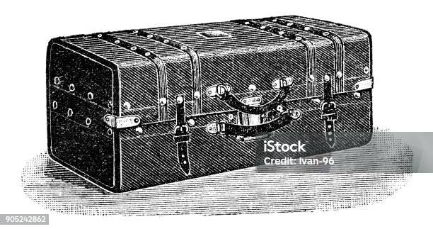Vintage Suitcase Stock Illustration - Download Image Now - Change Purse, Engraved Image, Engraving