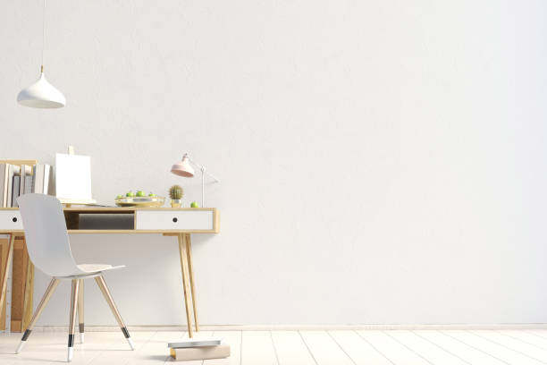 istock Modern contrast interior in the style loft, a place for study. 3D illustration. wall mock up 905265868