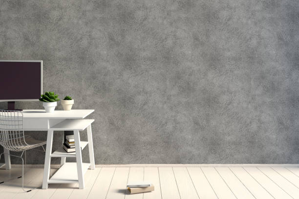 istock Modern contrast interior in the style loft, a place for study. 3D illustration. wall mock up 905266228