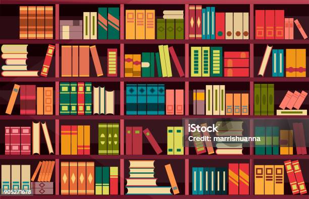 Seamless Pattern Bookshelves Stock Illustration - Download Image Now - Library, Book, Illustration