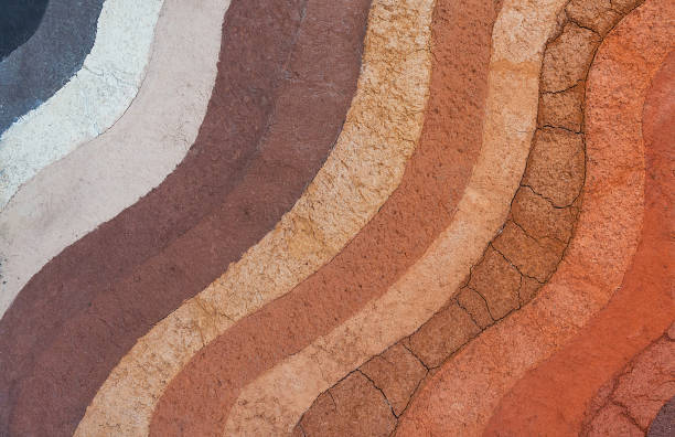 forma de capas de suelo, su color y texturas - sand pattern fotografías e imágenes de stock