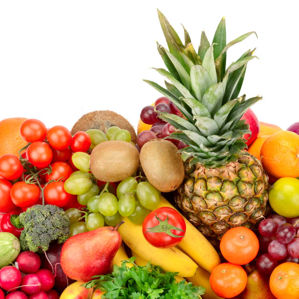 istock Set of bright fresh fruits and vegetables 905279292