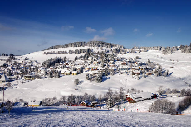 이 마을 이라고 "todtnauberg" 이며 "흐" 검은 숲의 지구. - cross country skiing black forest germany winter 뉴스 사진 이미지