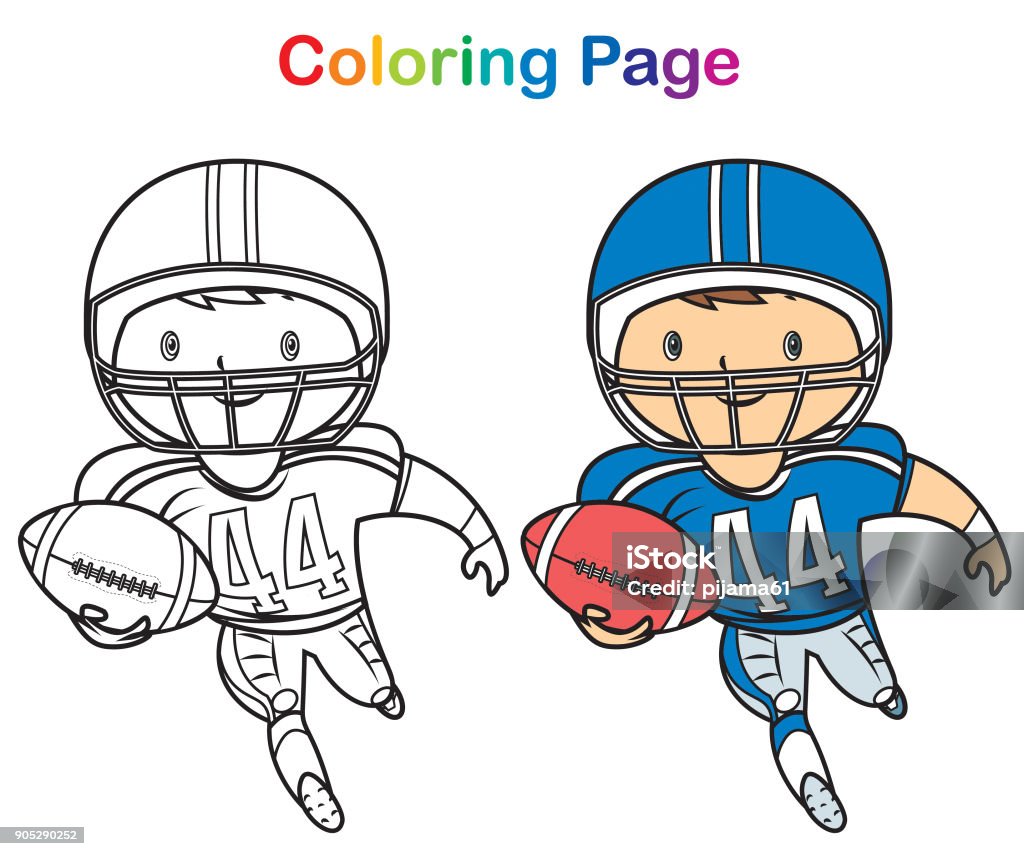 Coloring book: African American football player Vector Coloring book: African American football player American Football - Sport stock vector