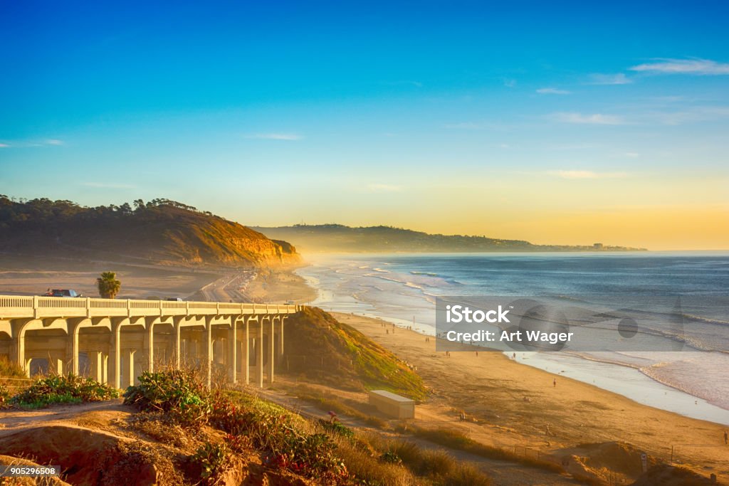 Pacific Coast Highway 101 in Del Mar A bridge on the 101 along the beach in Del Mar, California, located just north of San Diego. San Diego Stock Photo