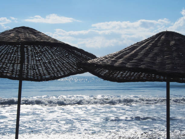 istock Solar umbrella, sea and wave 905299760