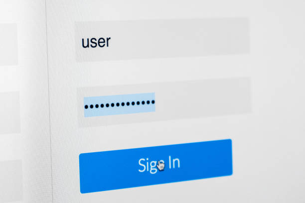 istock Filled login and hidden by dots password at login screen on the website 905301006