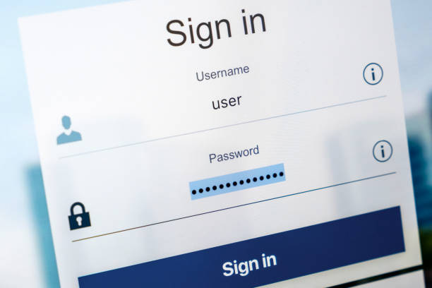 ログイン画面。ユーザー名とパスワードがコンピューターの画面上のインターネット ブラウザーで - password ストックフォトと画像