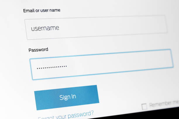 istock Filled login and hidden by dots password at login screen on the website 905301040