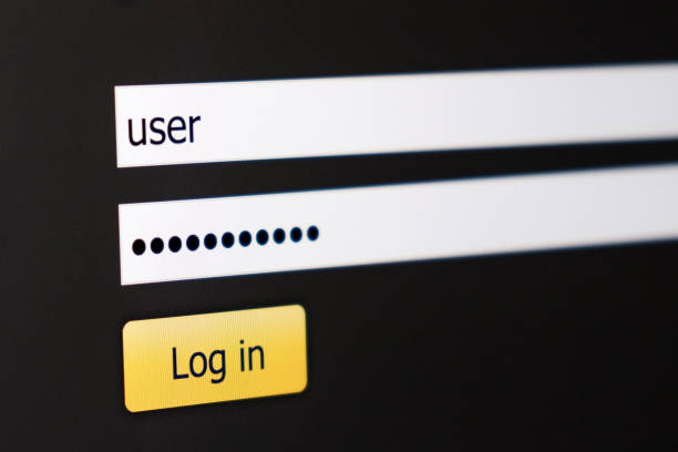 istock Filled login and hidden by dots password at login screen on the website 905301056