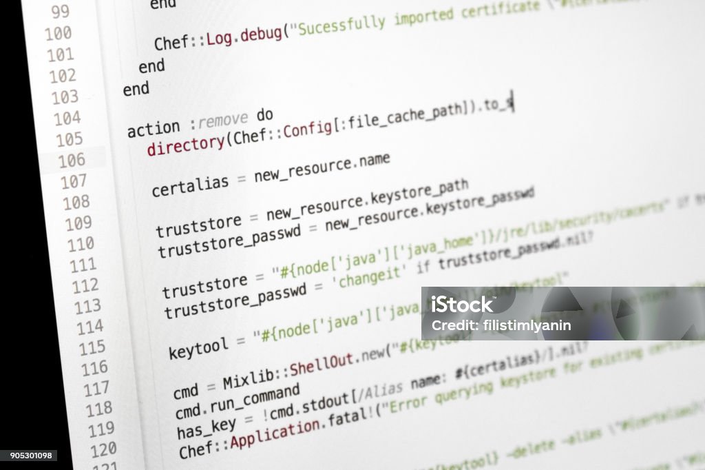 Information Technology Concept Coding Script Text On Screen Programming ...