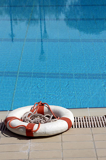 istock Life buoy near by the pool 90530185