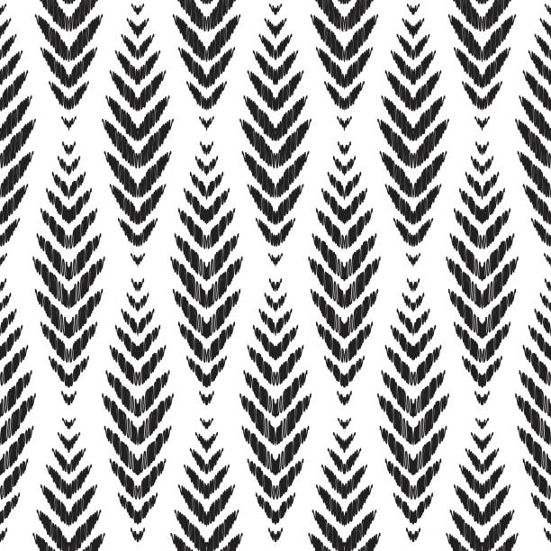 Tie a seamless pattern. Fashion wallpaper. Seamless pattern for home decor ideas. Ikat chevron wallpaper. Ethnic, indian, aztec fashion style. Pillow textile decoration. Tribal vector background. Black and white graphic design. indigenous culture stock illustrations
