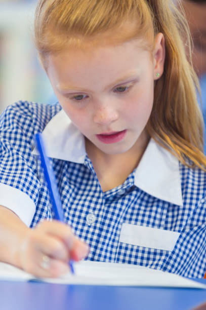 istock Schoolgirl working in classroom. 905304758