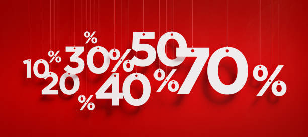istock Sale Concept - White Percentage Signs Over Red Background 905307776