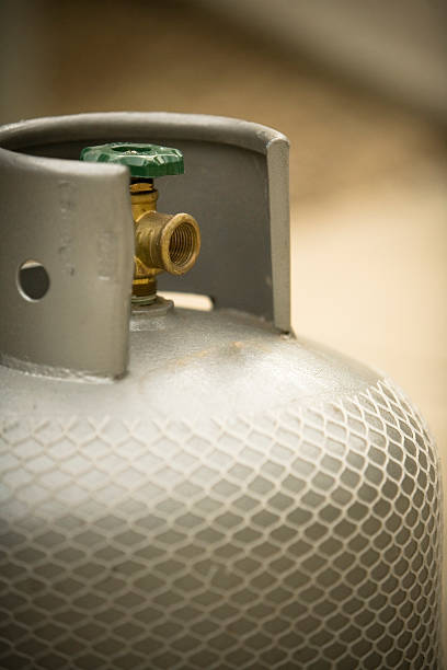 LPG botella con verde de roscar de acabado (Ajustado - foto de stock