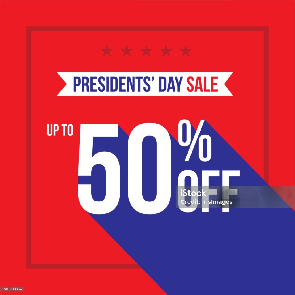 Presidents' Day Urlaub bis zu 50 % Rabatt auf Sale-Werbung-Platz-Vorlage-Vektor-Illustration - Lizenzfrei Washington’s Birthday Vektorgrafik