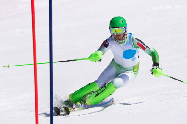 istock Front View of Young Male Skier at Slalom Ski Training 905318548