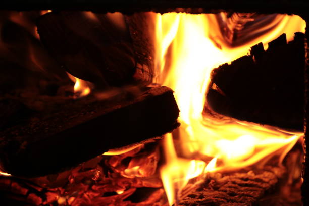 istock Burning wood in fireplace 905319184