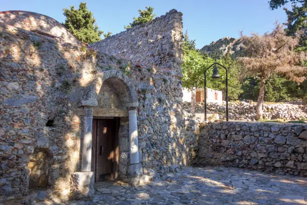 Photo of Old stone church in the forest near the old Pili village, Kos island, Dodecanese, Greece
