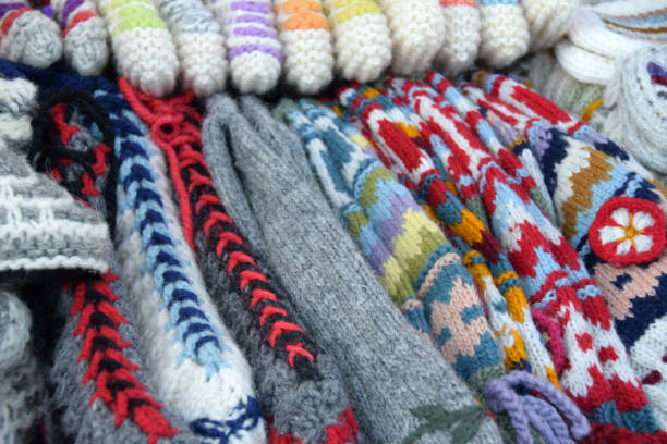 istock Knitted warm and soft, woolen slippers and socks 905329048