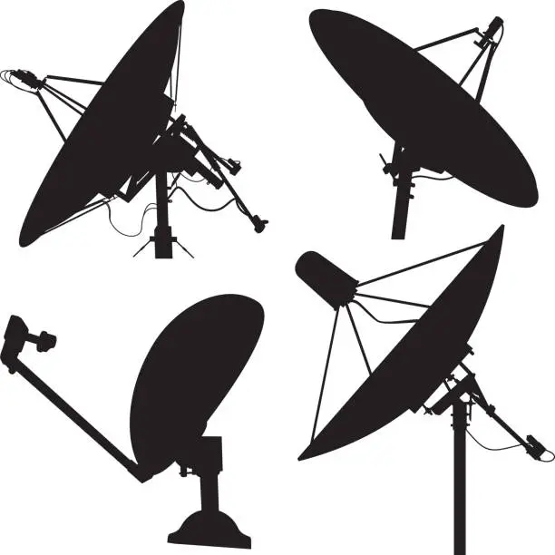 Vector illustration of Satellite Dish Silhouettes