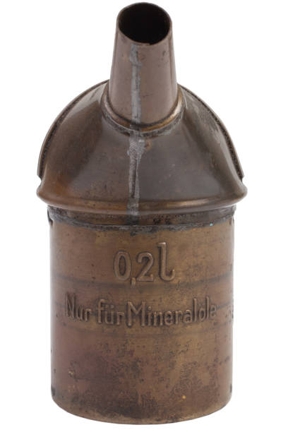 istock Ancient oiler isolated on white. Text on german - 