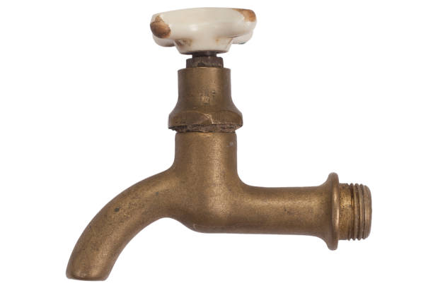 istock Ancient vintage bronze tap isolated on white. 905332422